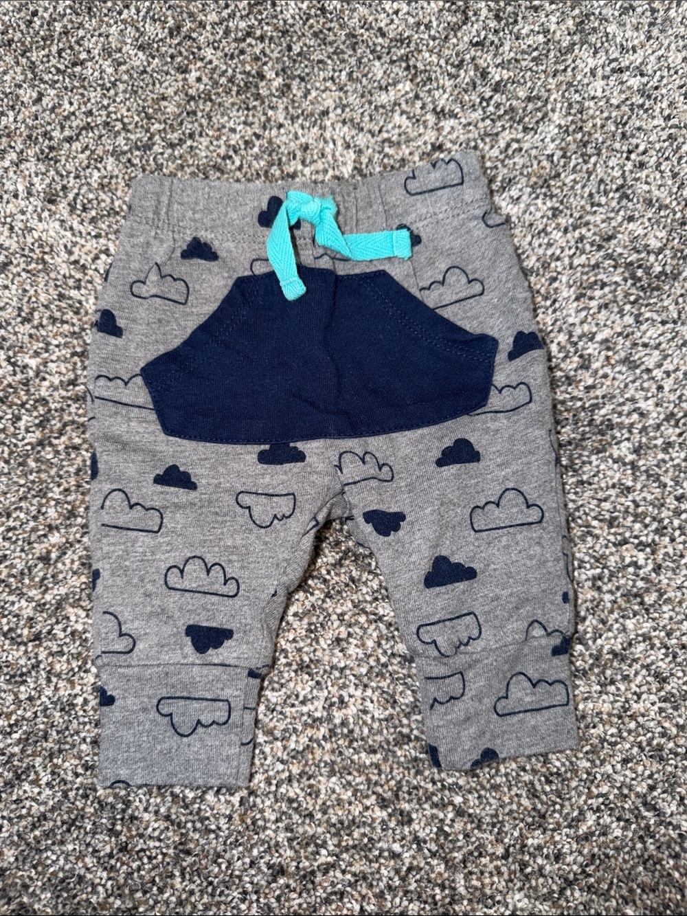 Cat & Jack Gray Cloud Joggers with Navy Pocket and Teal Drawstring
